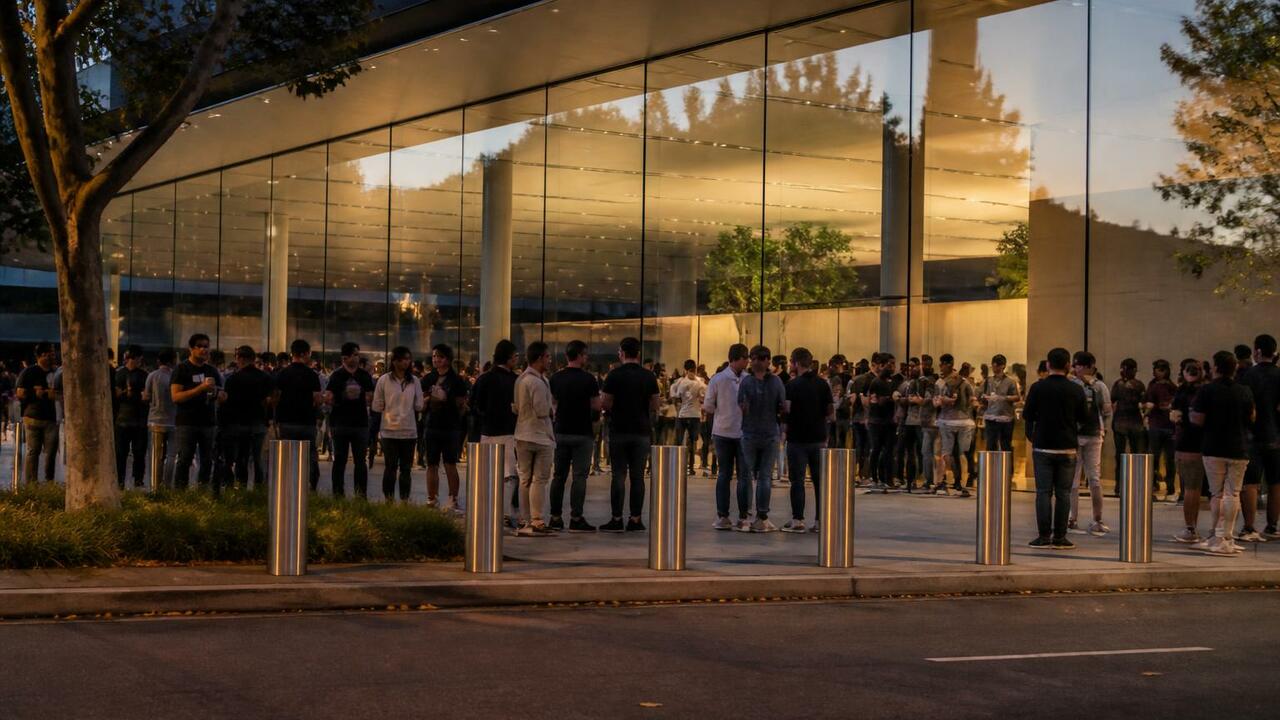 Фанаты Apple штурмуют Apple Park: как встречали новую складную модель Репортаж из Apple Park Visitor Center в день ан...