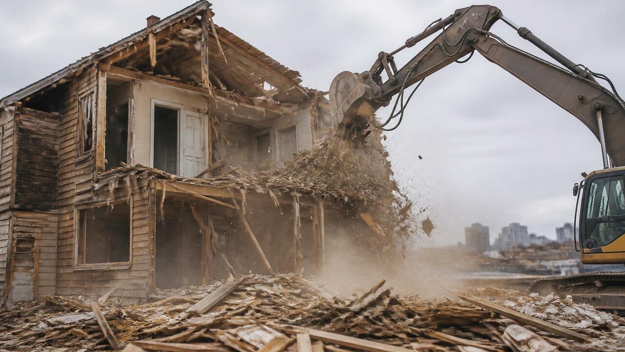 В Мурманске снесли 90-летнюю «деревяшку» на Сомова В Мурманске снесли ветхий дом 1936 года построй...
