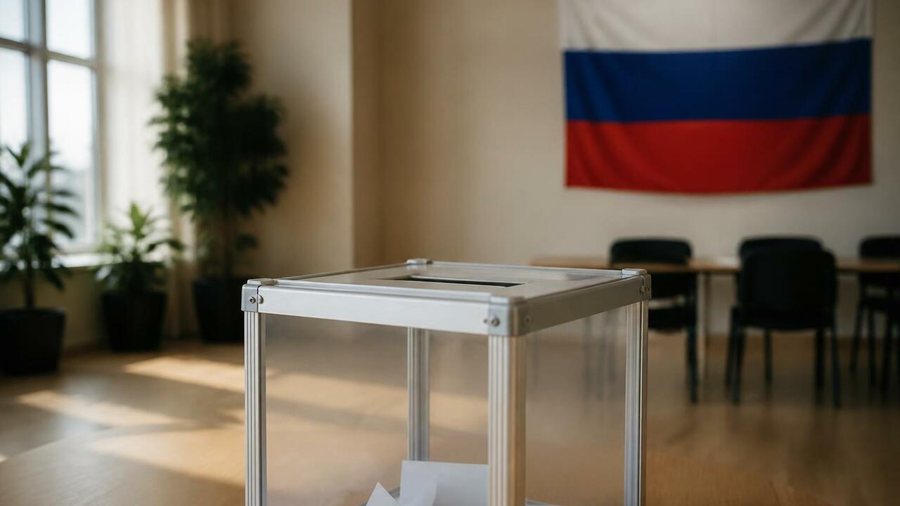 Мурманский облизбирком назвал победителей выборов в Госдуму Пустой зал для голосования с урной и размытым ф...