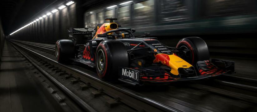Болид Red Bull проехал по мадридскому метро Болид Red Bull Racing RB8 проехал по рельсам ма...